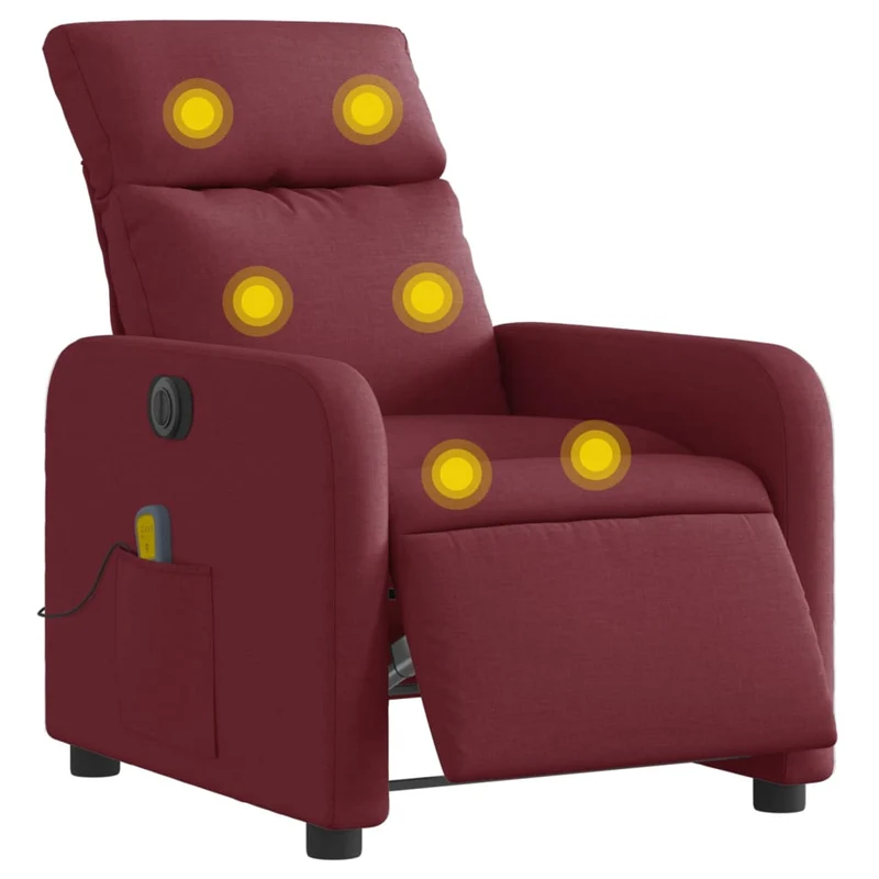 Fauteuil de relaxation TV fonction d'inclinaison électrique en tissu rouge bordeaux DEC027256