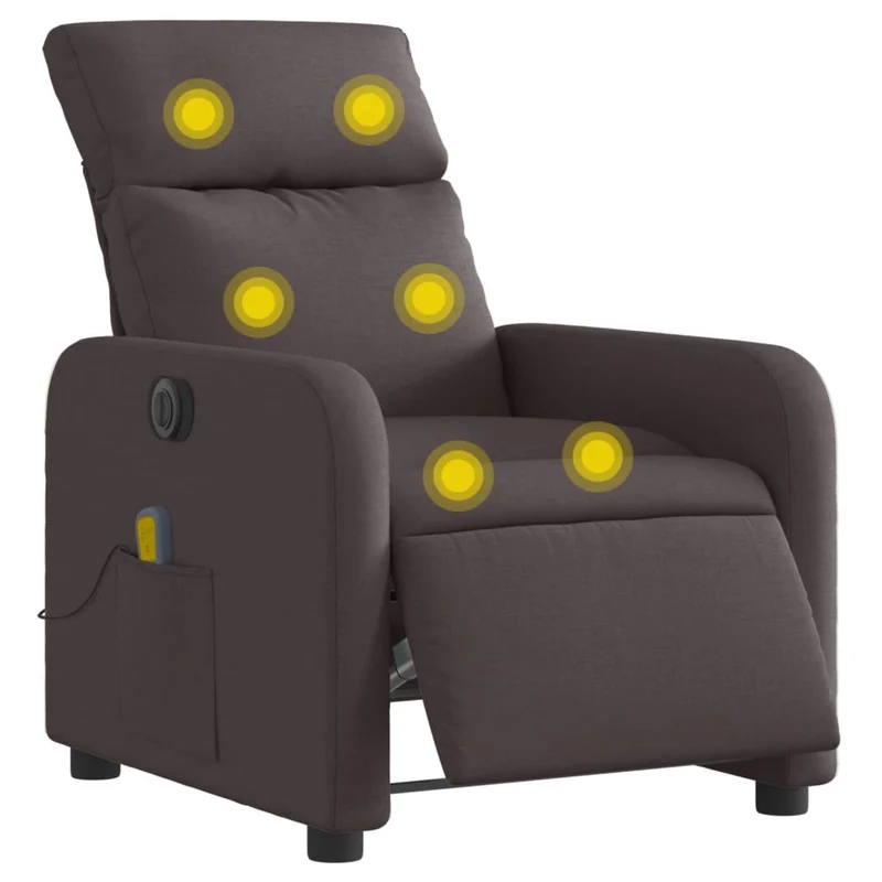 Fauteuil de relaxation TV fonction massage inclinable électrique marron foncé tissu brun DEC027191