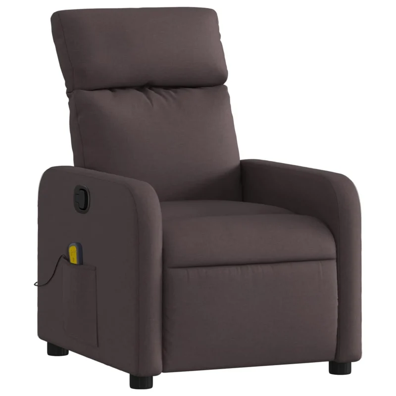 Fauteuil de relaxation TV fonction massage inclinable marron foncé tissu brun DEC026989