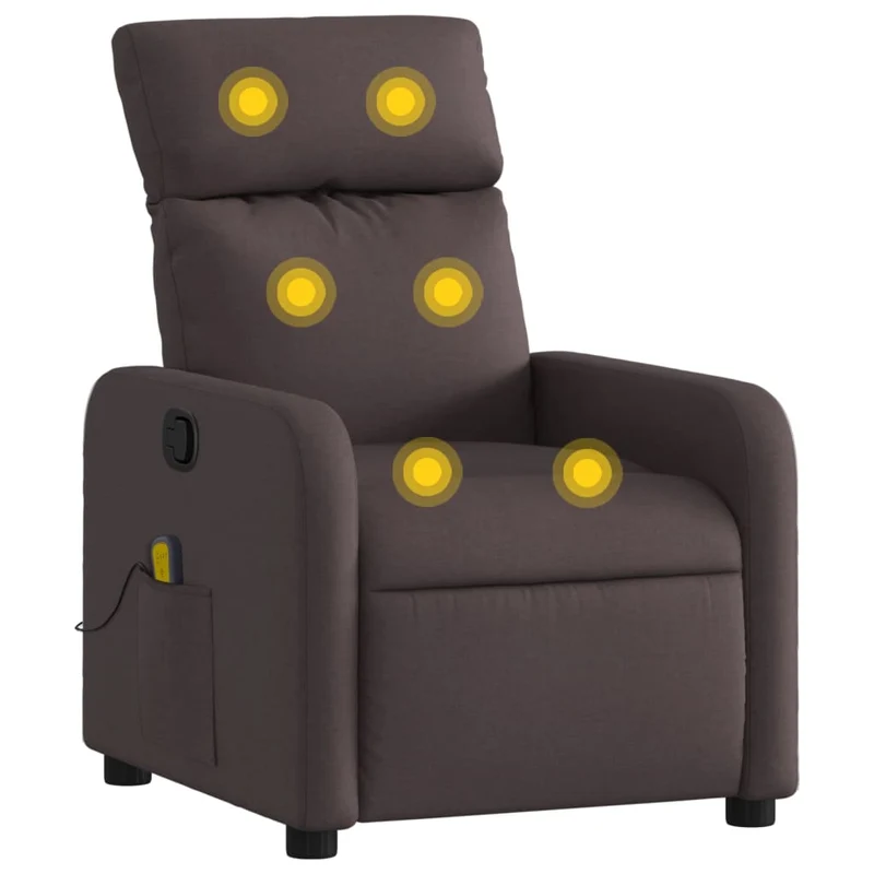 Fauteuil de relaxation TV fonction massage inclinable marron foncé tissu brun DEC026989