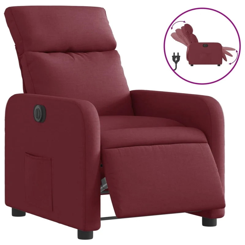 Fauteuil relax TV fonction d'inclinaison électrique très confortable en tissu rouge bordeaux DEC028541