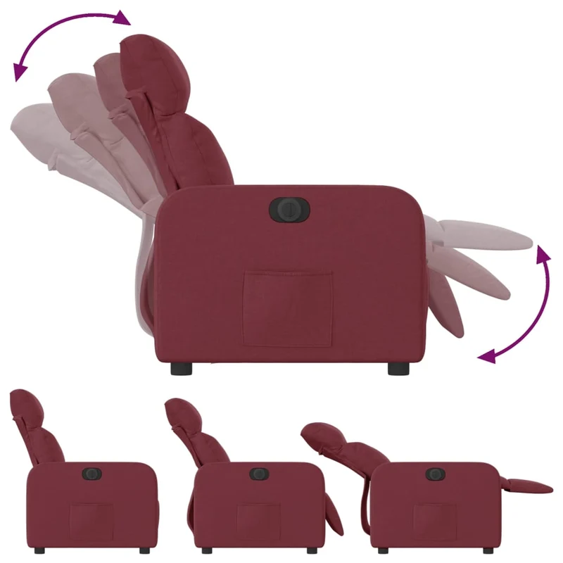 Fauteuil relax TV fonction d'inclinaison électrique très confortable en tissu rouge bordeaux DEC028541