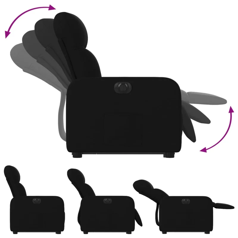 Fauteuil relax TV fonction de levage électrique très confortable en tissu noir DEC028489