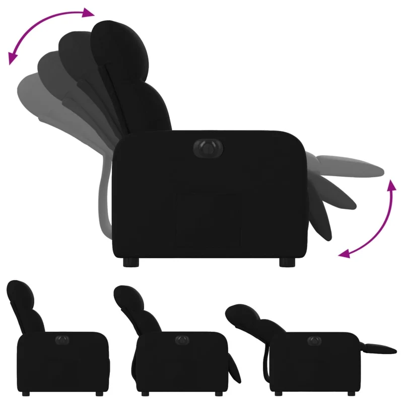 Fauteuil relax TV fonction d'inclinaison électrique très confortable en tissu noir DEC028488