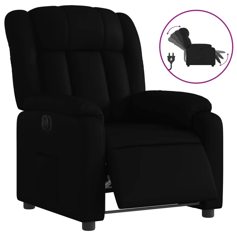 Fauteuil relax TV fonction d'inclinaison électrique très confortable en PVC noir DEC028480