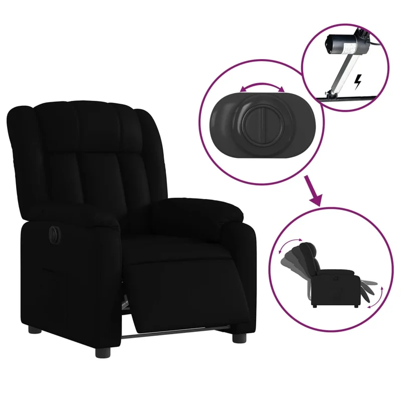 Fauteuil relax TV fonction d'inclinaison électrique très confortable en PVC noir DEC028480