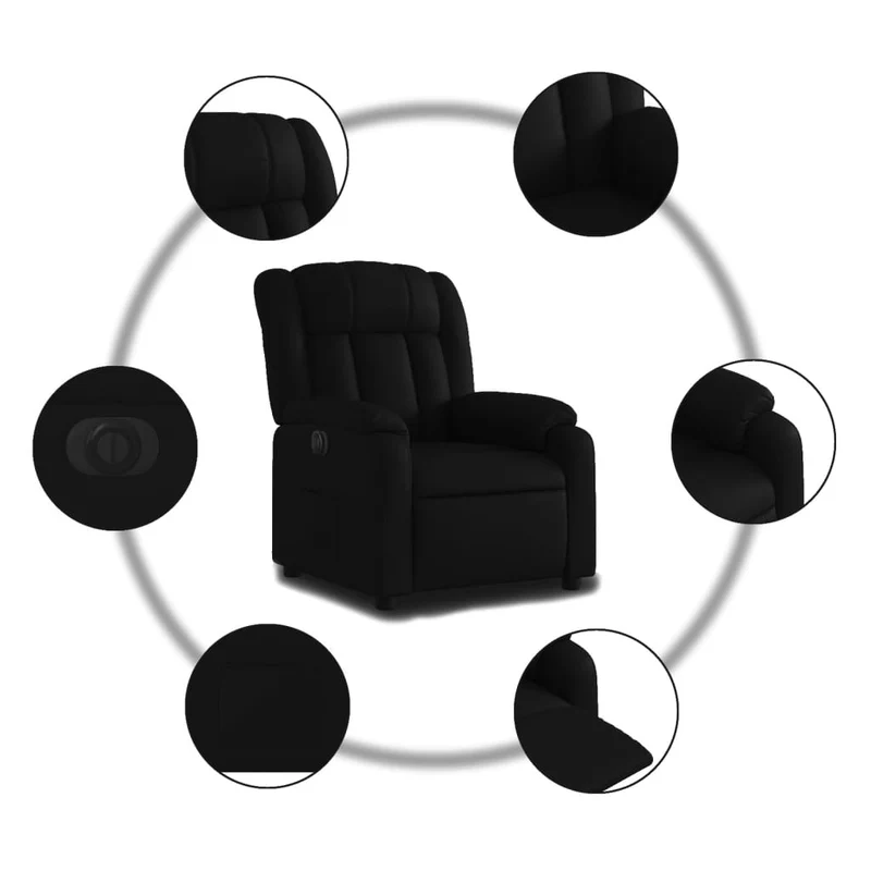 Fauteuil relax TV fonction d'inclinaison électrique très confortable en PVC noir DEC028480