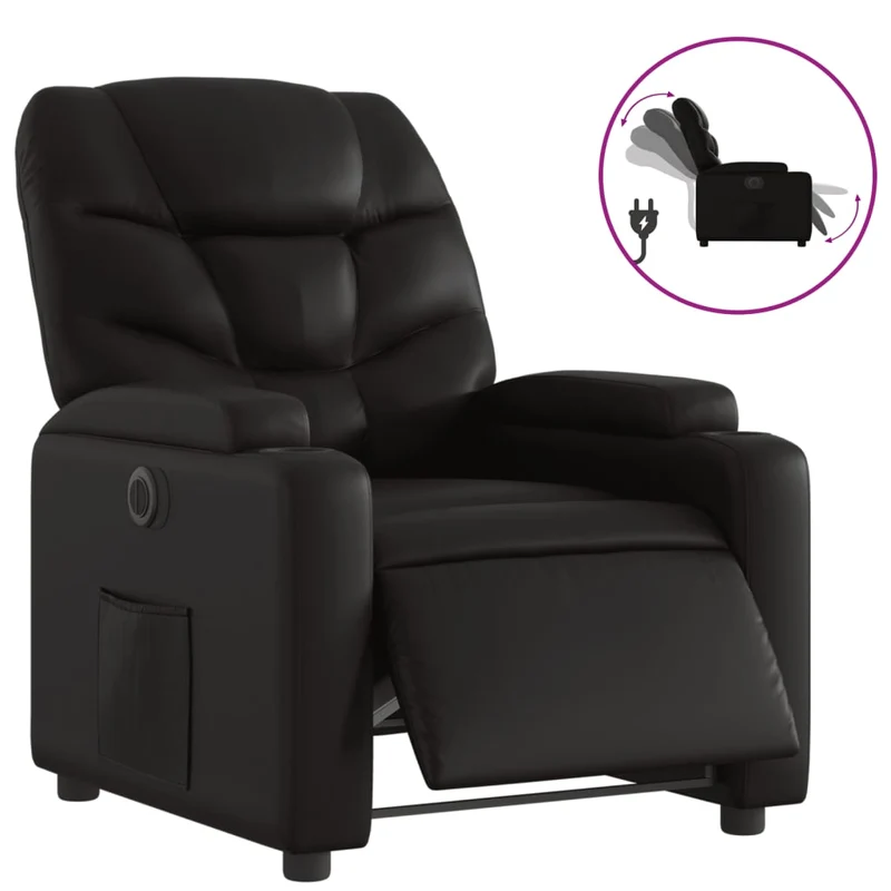 Fauteuil relax TV fonction d'inclinaison électrique très confortable en PVC noir DEC028466