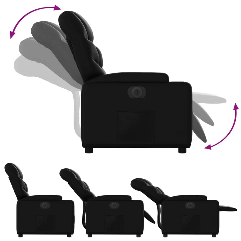 Fauteuil relax TV fonction d'inclinaison électrique très confortable en PVC noir DEC028466