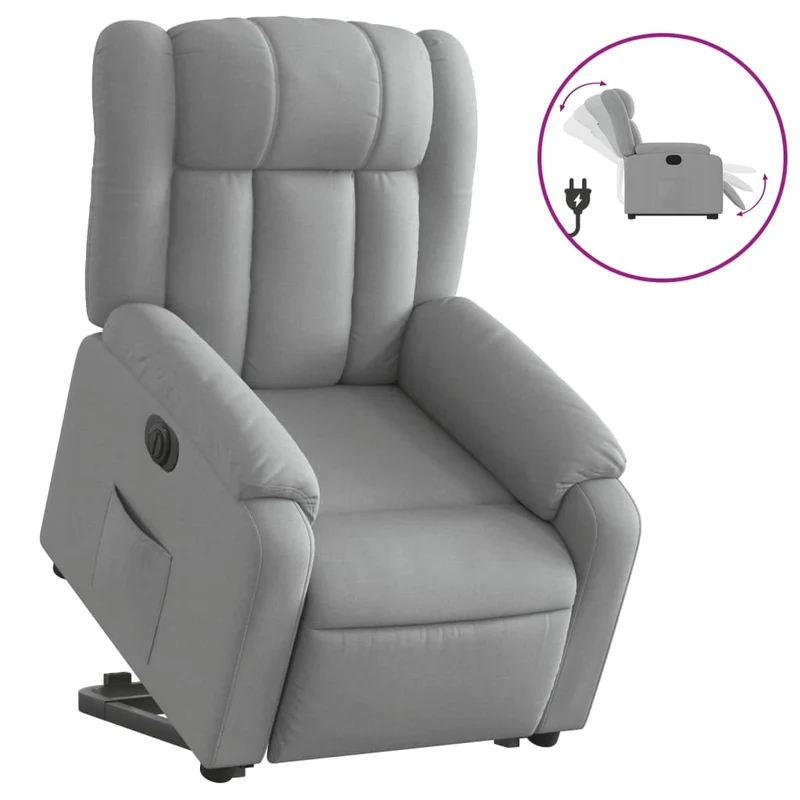 Fauteuil relax TV fonction de levage électrique très confortable en tissu gris clair DEC028321