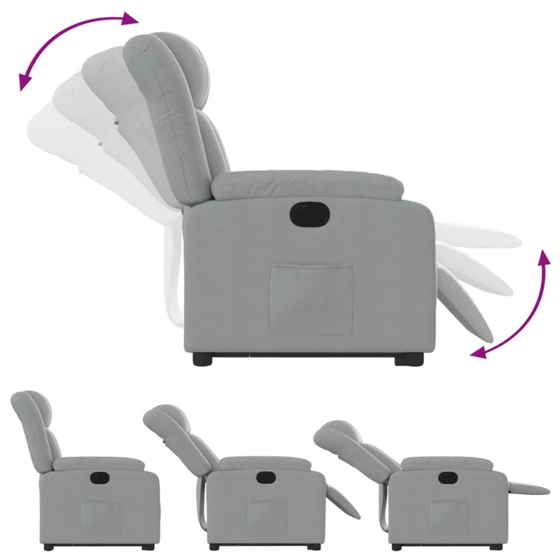 Fauteuil relax TV fonction de levage électrique très confortable en tissu gris clair DEC028321