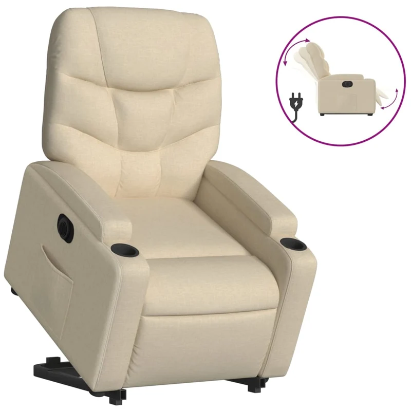 Fauteuil relax TV fonction de levage électrique très confortable en tissu crème DEC028285