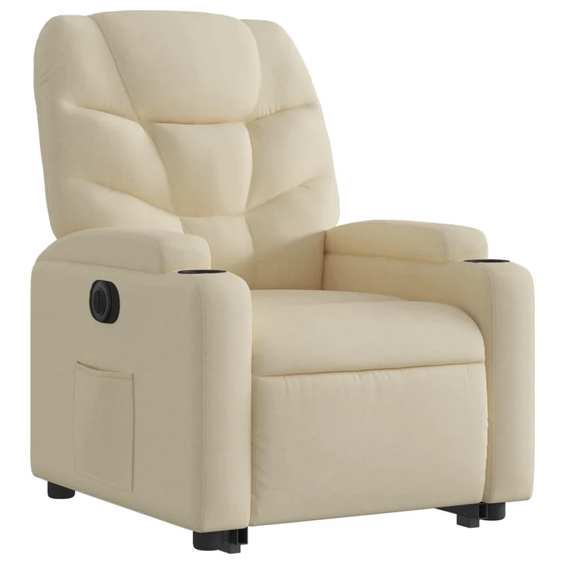 Fauteuil relax TV fonction de levage électrique très confortable en tissu crème DEC028285