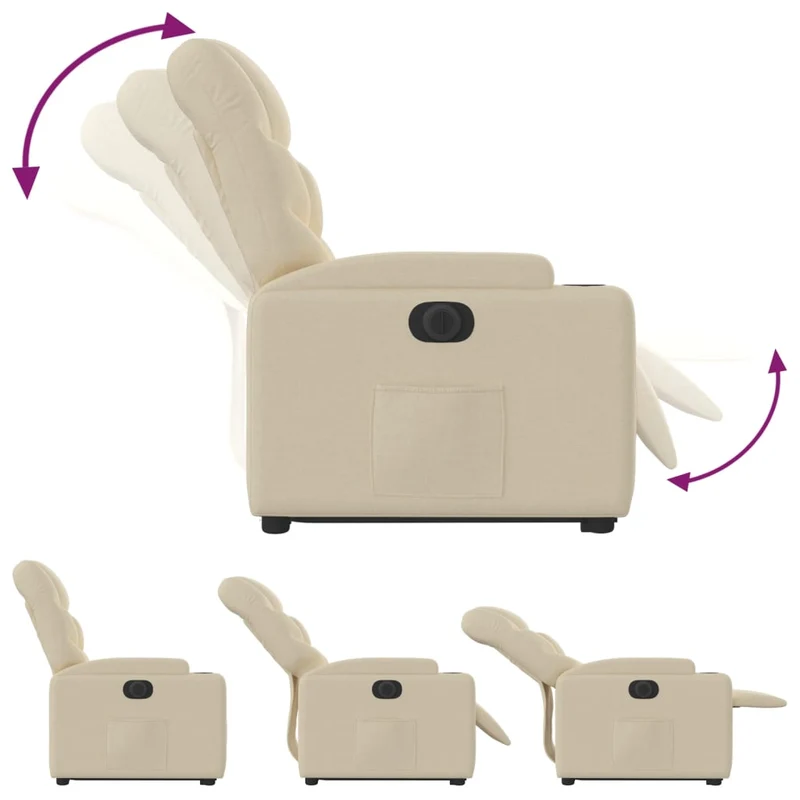 Fauteuil relax TV fonction de levage électrique très confortable en tissu crème DEC028285