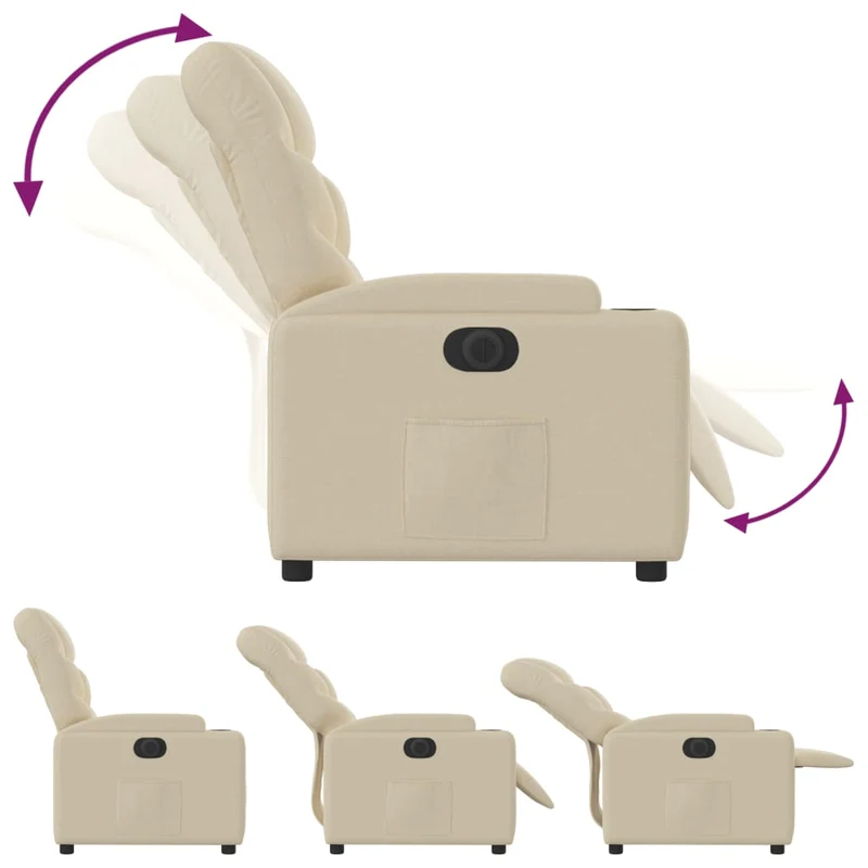 Fauteuil relax TV fonction d'inclinaison électrique très confortable en tissu crème DEC028274