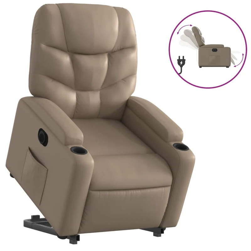 Fauteuil relax TV fonction de levage électrique très confortable en PVC couleur cappuccino DEC028247
