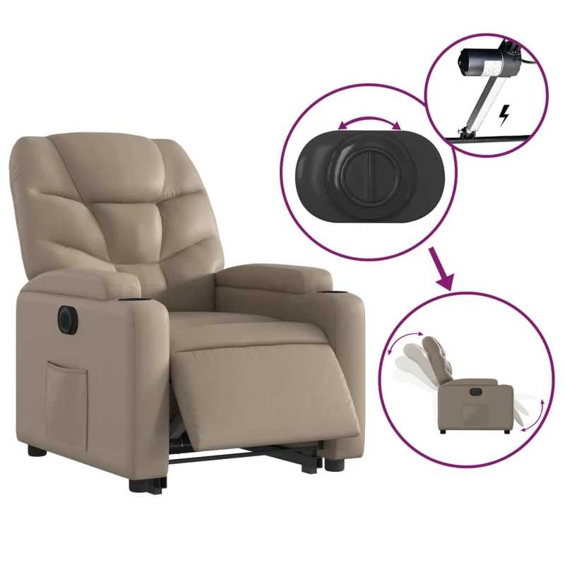 Fauteuil relax TV fonction de levage électrique très confortable en PVC couleur cappuccino DEC028247