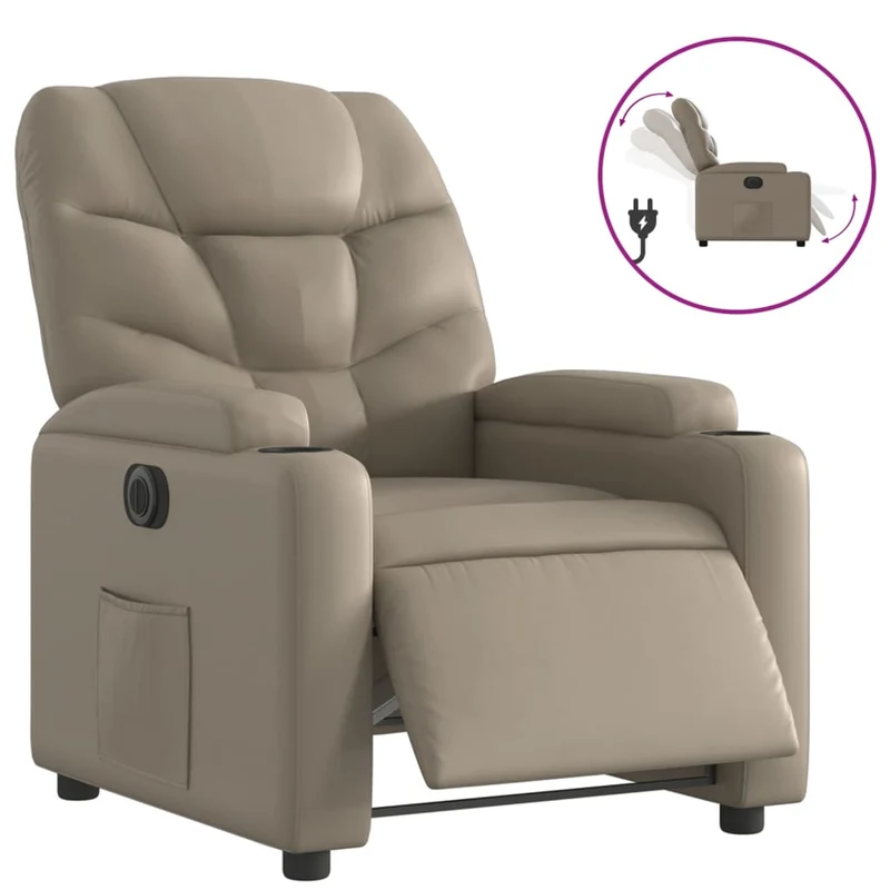 Fauteuil relax TV fonction d'inclinaison électrique très confortable en PVC cappuccino DEC028245