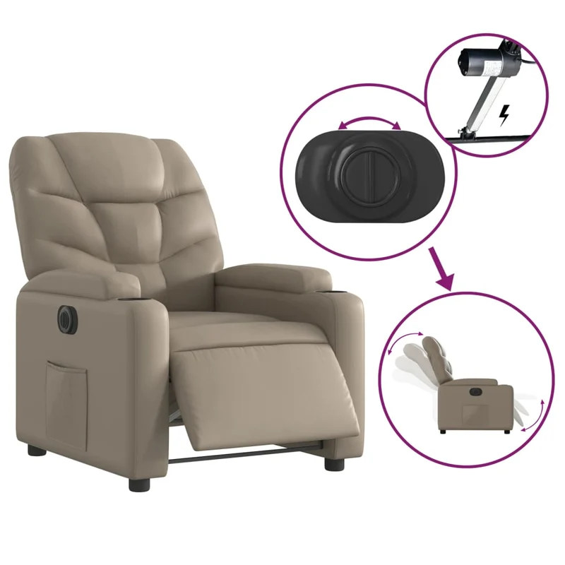 Fauteuil relax TV fonction d'inclinaison électrique très confortable en PVC cappuccino DEC028245