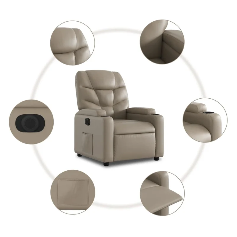 Fauteuil relax TV fonction d'inclinaison électrique très confortable en PVC cappuccino DEC028245