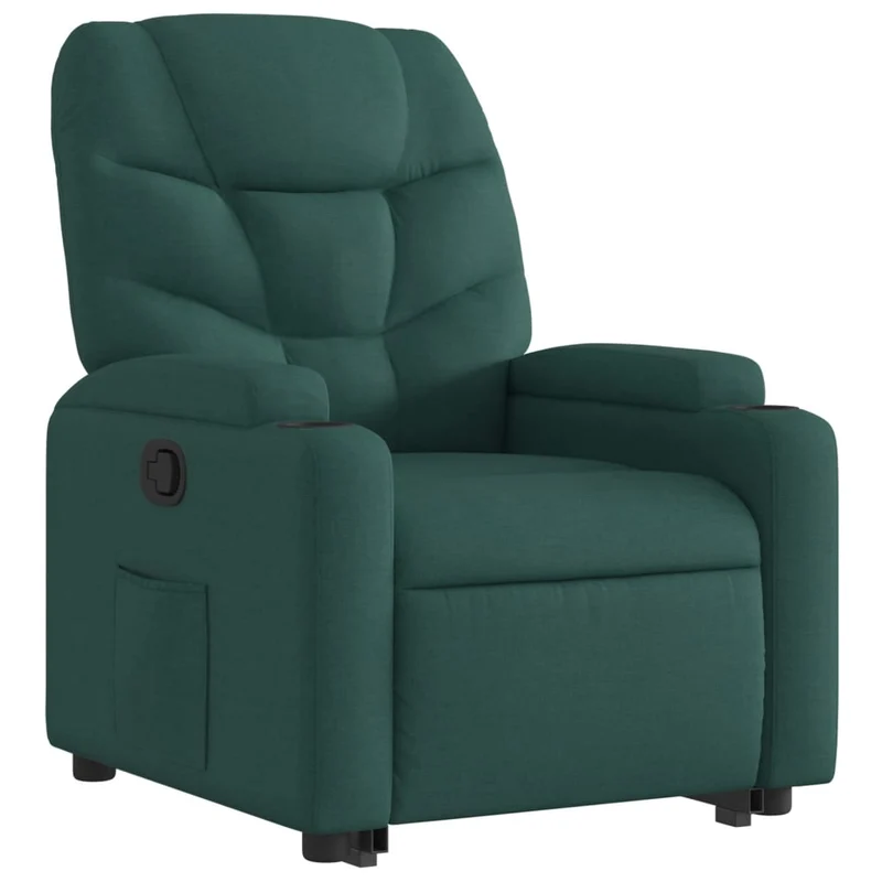 Fauteuil relax TV rembourrage confortable fonction de levage électrique en tissu vert foncé DEC028228