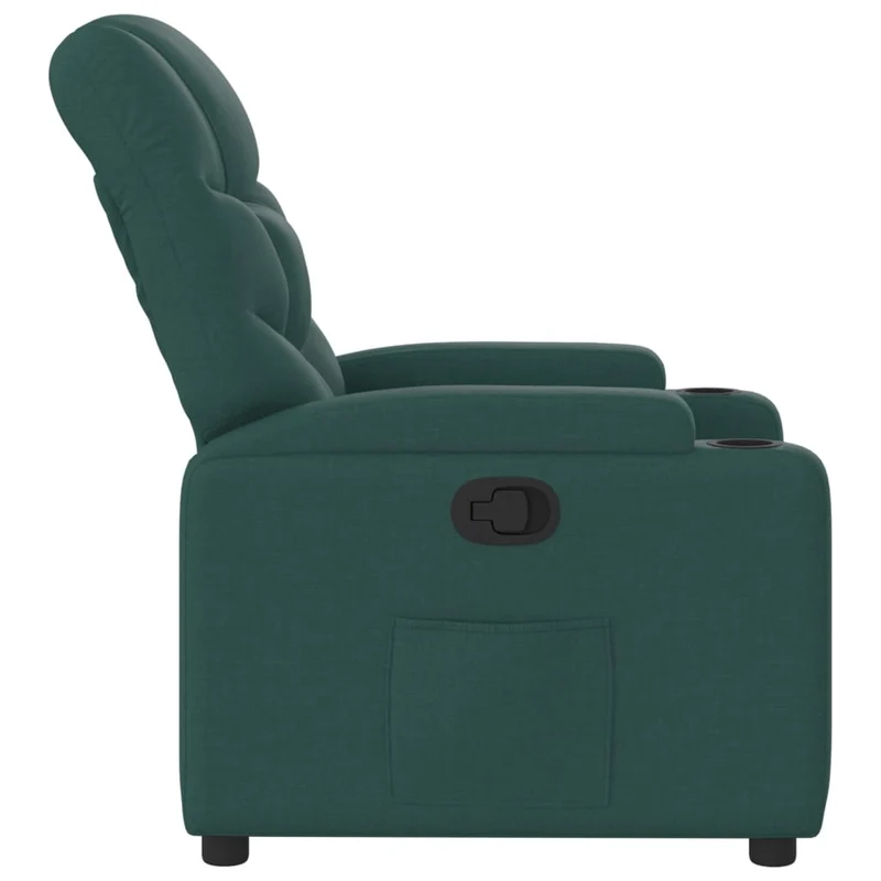 Fauteuil relax TV rembourrage confortable fonction d'inclinaison manuelle en tissu vert foncé DEC028224