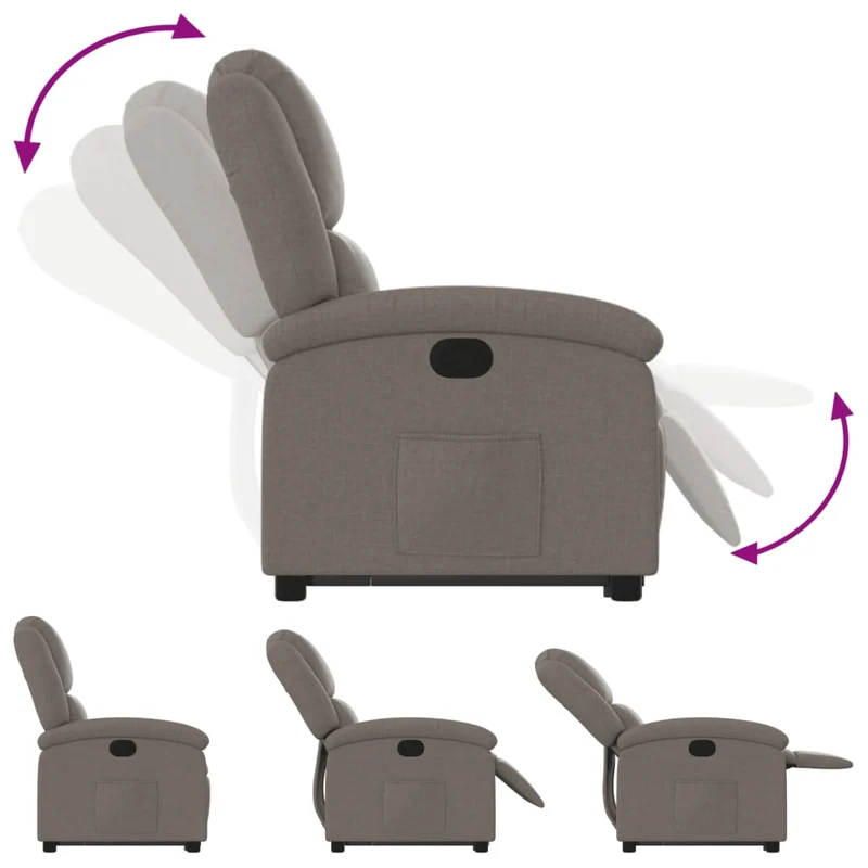 Fauteuil relax TV rembourrage confortable fonction de levage électrique en tissu taupe DEC028200