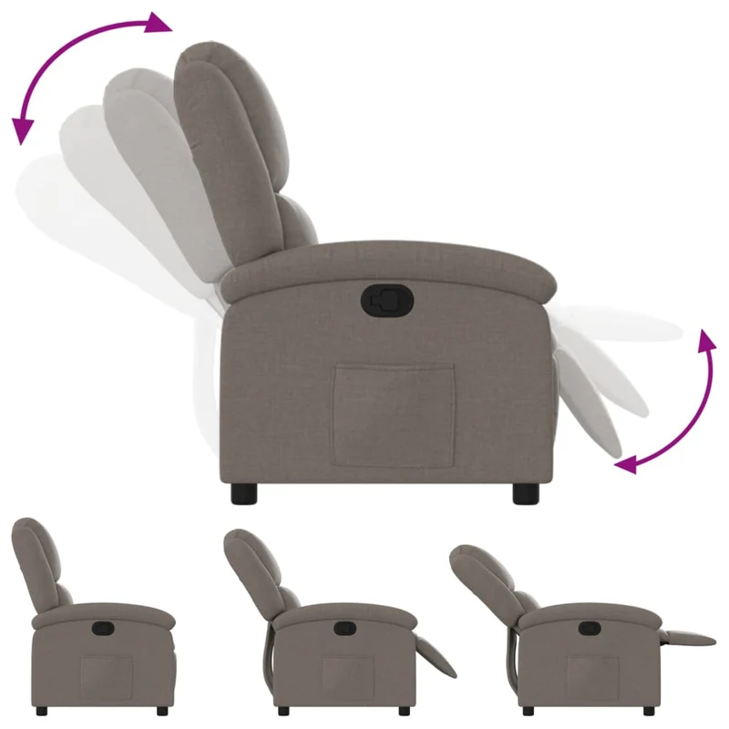 Fauteuil relax TV rembourrage confortable fonction d'inclinaison manuelle en tissu taupe DEC028182