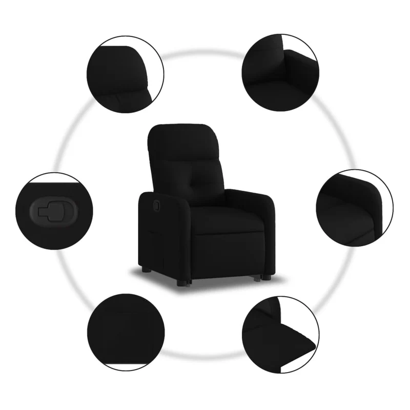 Fauteuil relax TV rembourrage confortable fonction de levage électrique en tissu noir DEC028115
