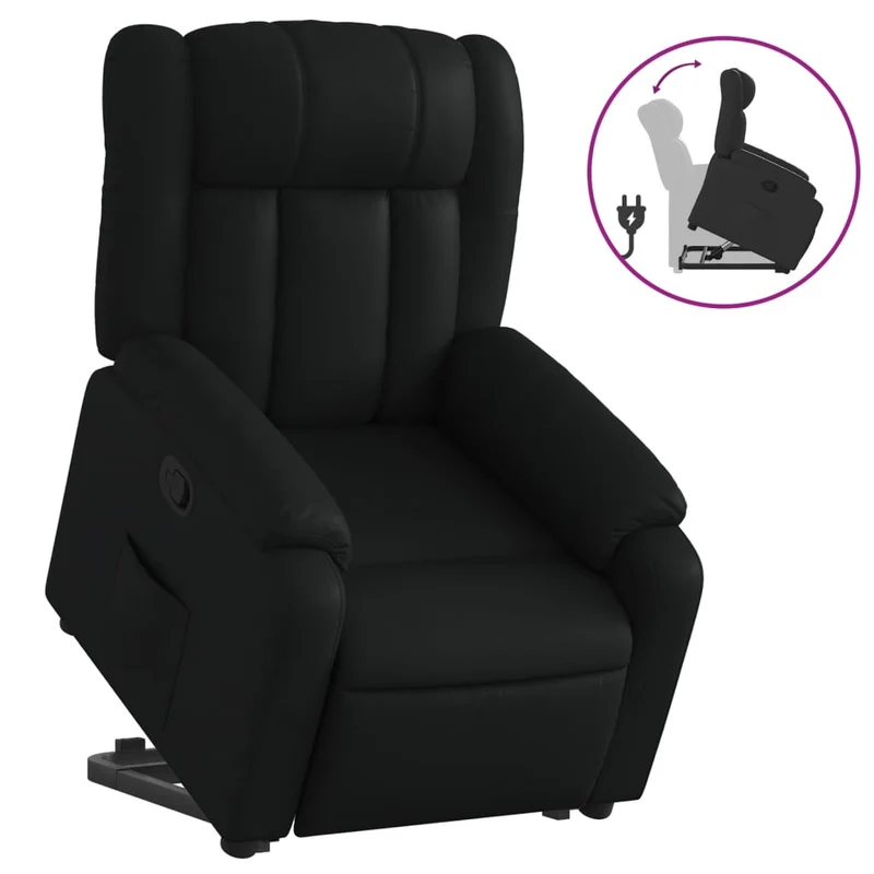 Fauteuil relax TV rembourrage confortable fonction de levage électrique en PVC noir DEC028083