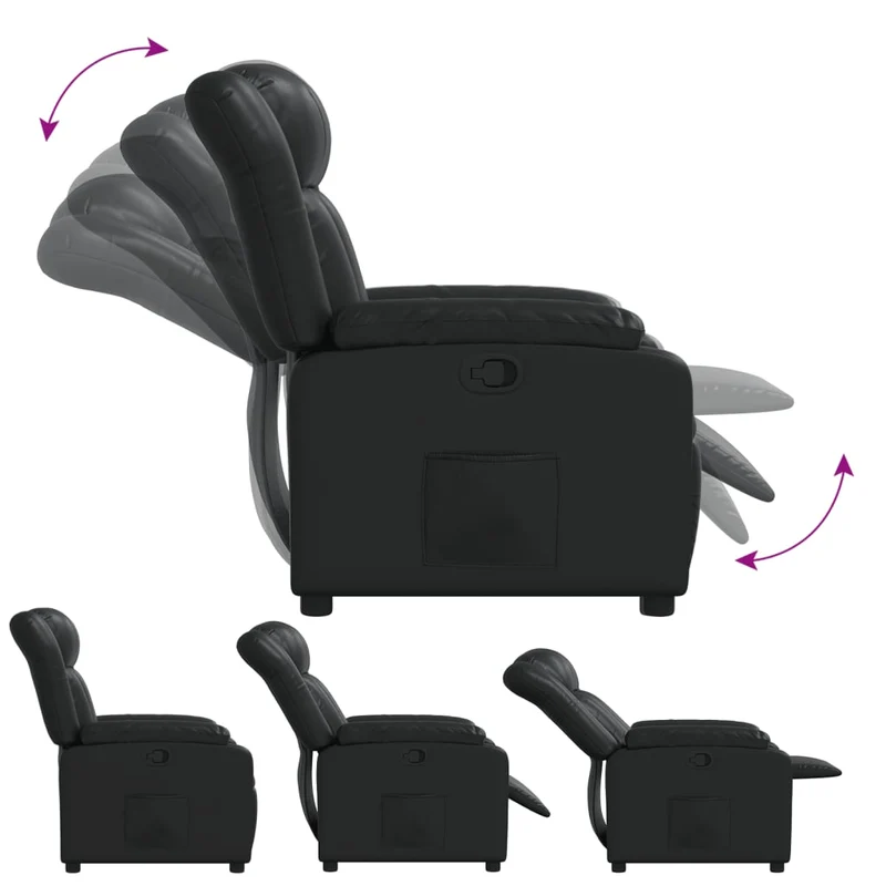 Fauteuil relax TV rembourrage confortable fonction d'inclinaison manuelle en PVC noir DEC028078