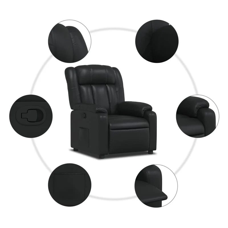 Fauteuil relax TV rembourrage confortable fonction d'inclinaison manuelle en PVC noir DEC028078