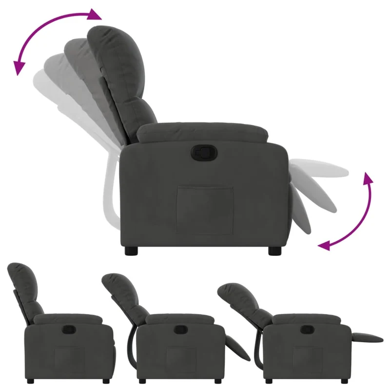 Fauteuil relax TV rembourrage confortable fonction d'inclinaison manuelle en tissu microfibre gris DEC027961