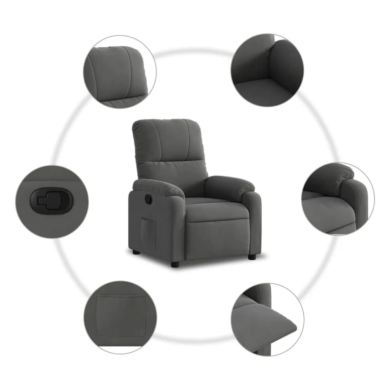 Fauteuil relax TV rembourrage confortable fonction d'inclinaison manuelle en tissu microfibre gris DEC027961
