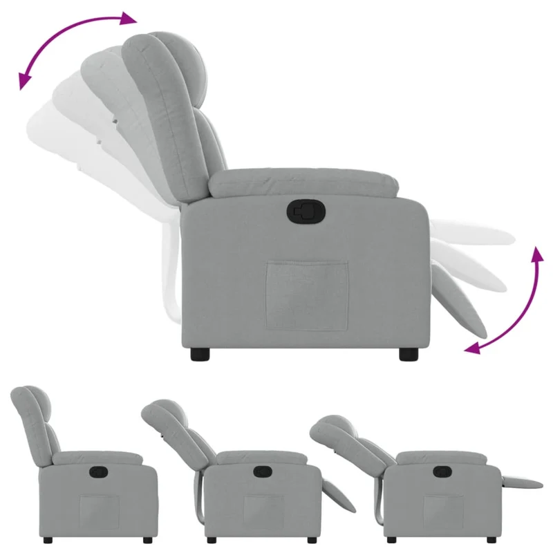 Fauteuil relax TV rembourrage confortable fonction d'inclinaison manuelle en tissu gris clair DEC027903