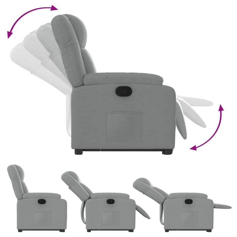 Fauteuil relax TV rembourrage confortable fonction de levage électrique en tissu gris clair DEC027898