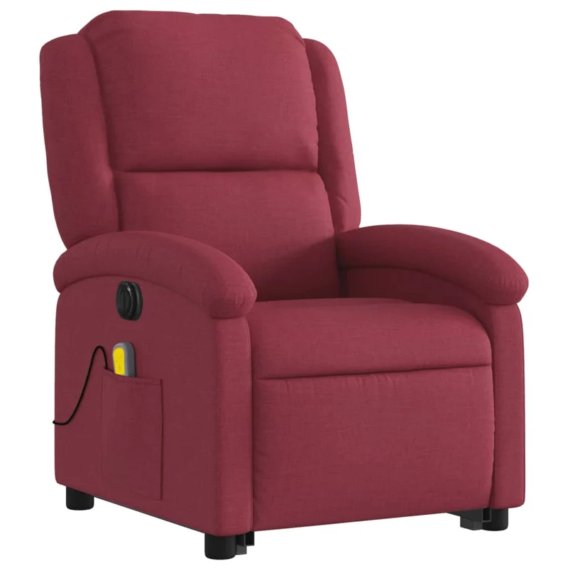 Fauteuil de relaxation fonction massage et inclinable en tissu rouge bordeaux DEC027844