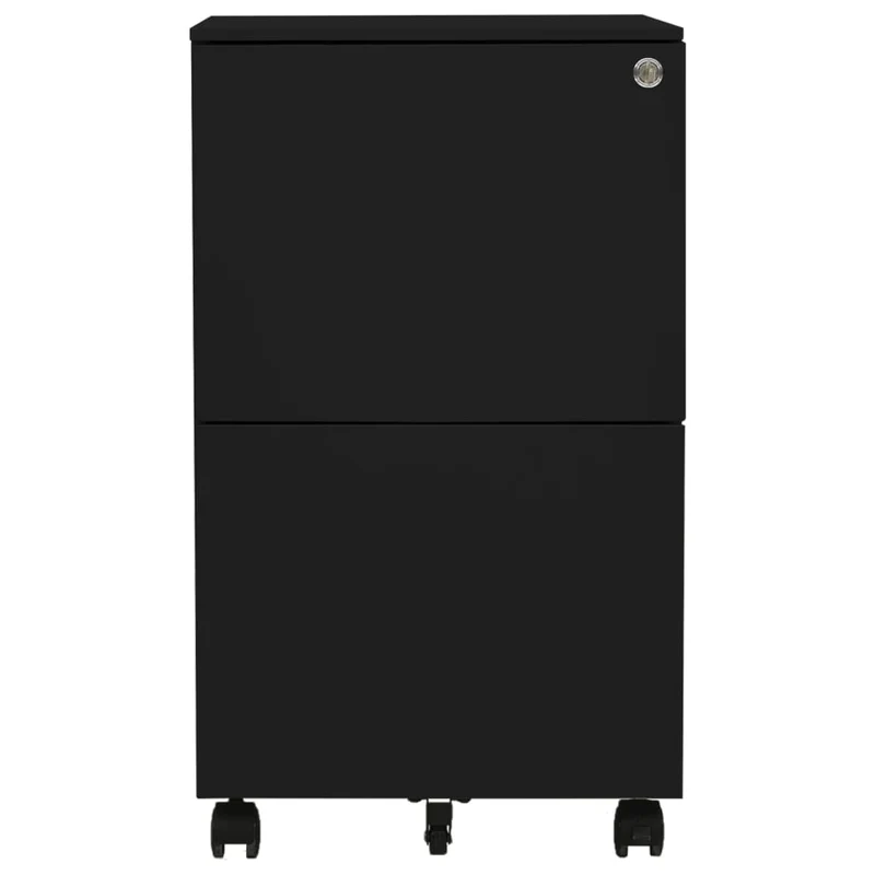 Caissons à tiroirs meuble de bureau sur roulettes avec 2 tiroirs 39 x 45 x 67 cm en acier noir DEC024583