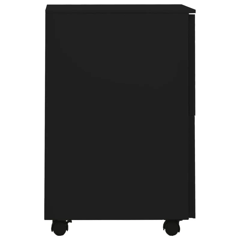 Caissons à tiroirs meuble de bureau sur roulettes avec 2 tiroirs 39 x 45 x 67 cm en acier noir DEC024583