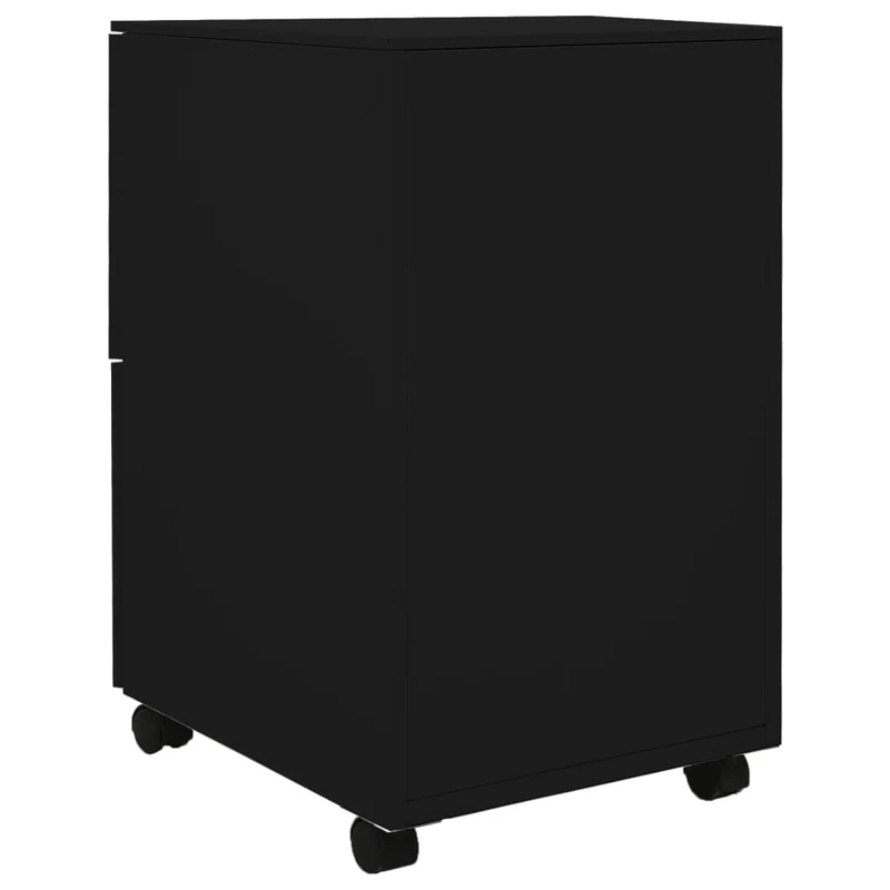 Caissons à tiroirs meuble de bureau sur roulettes avec 2 tiroirs 39 x 45 x 67 cm en acier noir DEC024583