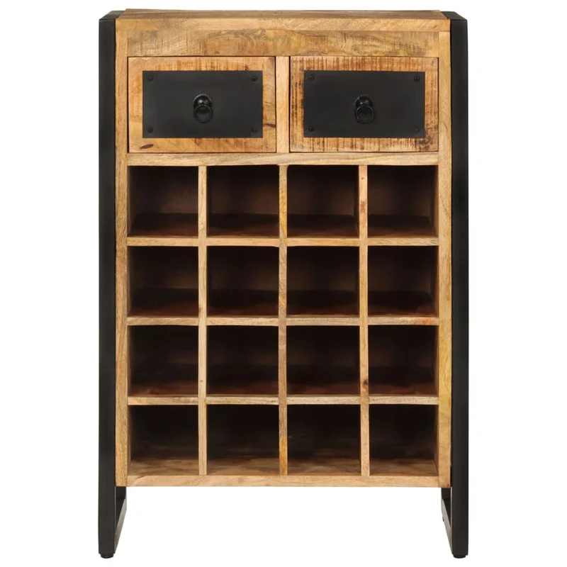 Casier range bouteilles étagère de rangement vin pour 16 bouteilles enbois de manguier massif brun DEC024395