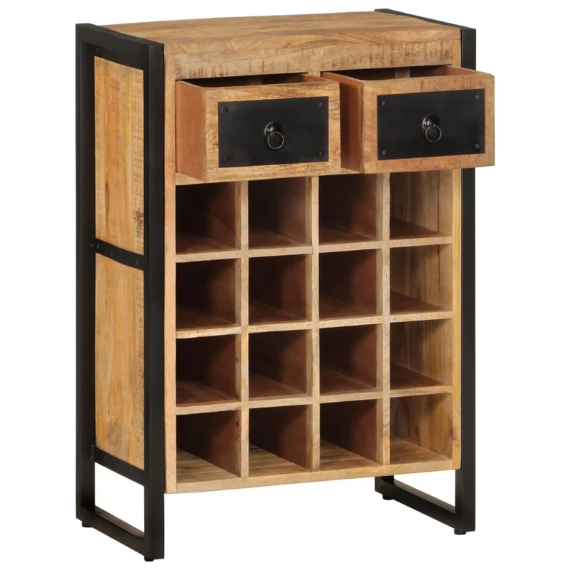 Casier range bouteilles étagère de rangement vin pour 16 bouteilles enbois de manguier massif brun DEC024395
