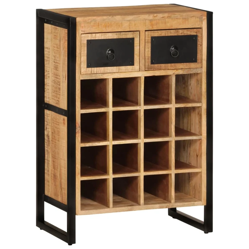Casier range bouteilles étagère de rangement vin pour 16 bouteilles enbois de manguier massif brun DEC024395