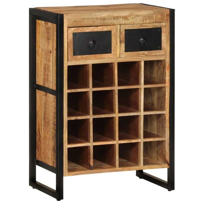 Casier range bouteilles étagère de rangement vin pour 16 bouteilles enbois de manguier massif brun DEC024395