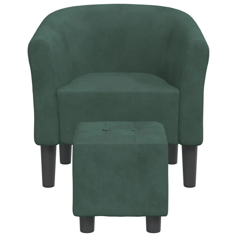 Fauteuil lounge assise confortable design moderne avec repose-pieds en velours vert foncé DEC026437