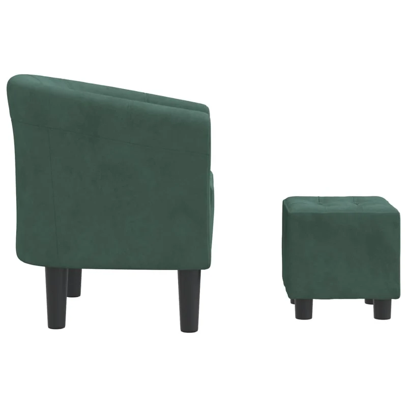 Fauteuil lounge assise confortable design moderne avec repose-pieds en velours vert foncé DEC026437
