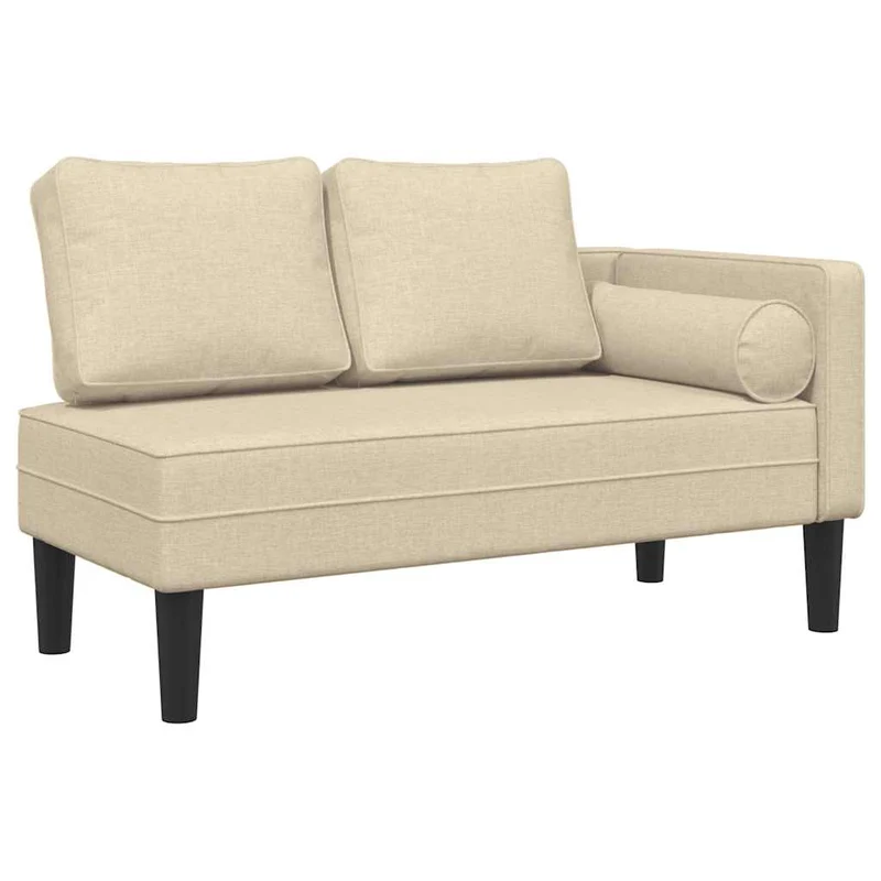 Méridienne chaise longue canapé pour intérieur avec coussins en tissu crème DEC026067