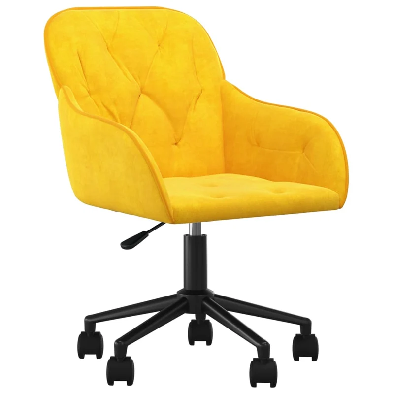 Lot de 2 chaises de salle à manger bureau sur roulettes siège pivotant hauteur réglable en velours jaune DEC025266
