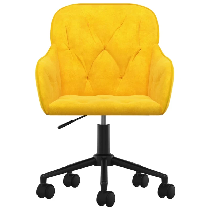 Lot de 2 chaises de salle à manger bureau sur roulettes siège pivotant hauteur réglable en velours jaune DEC025266