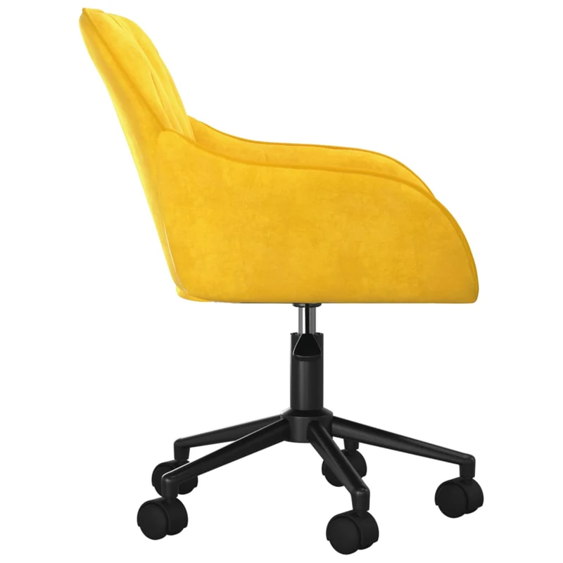 Lot de 2 chaises de salle à manger bureau sur roulettes siège pivotant hauteur réglable en velours jaune DEC025266